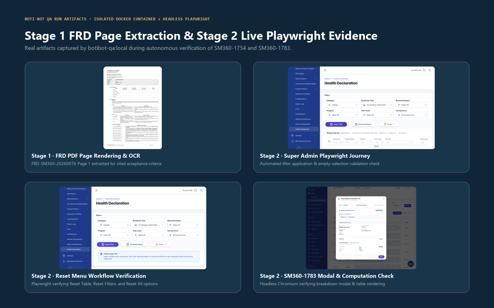 Stage 1 FRD Extraction & Stage 2 Live Playwright Evidence