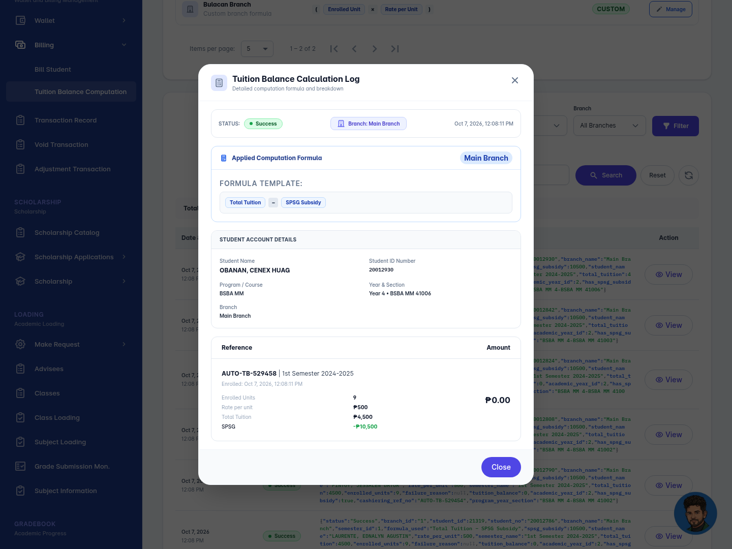 Playwright Modal & Tuition Computation Verification